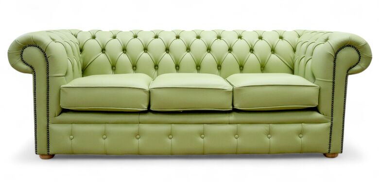 Classic Pistachio Green Chesterfield Vele Leather Sofa – Timeless Elegance & Comfort