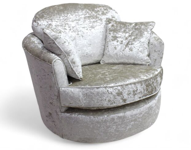 Cuddler Swivel Chair | Snuggle Swivel Armchair Shimmer Pearl Velvet Fabric