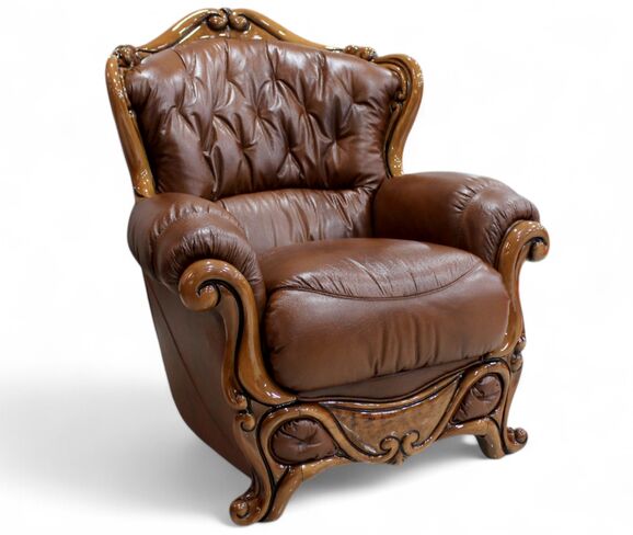 Dante Armchair Italian Leather Sofa Settee Offer Tabak Brown