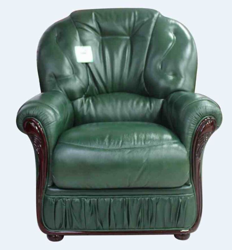 Product photograph of Debora Genuine Italian Sofa Armchair Green Leather from Designer Sofas 4U