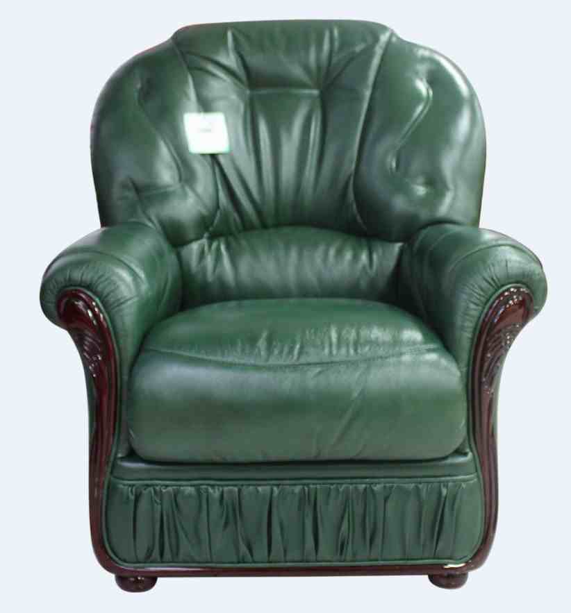 Italian Debora Armchair in Green Leather Timeless Elegance