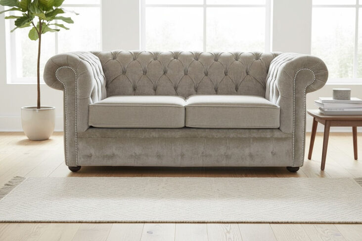 DesignerSofas4U | 2 Seater Chiffon velvet Chesterfield sofa UK
