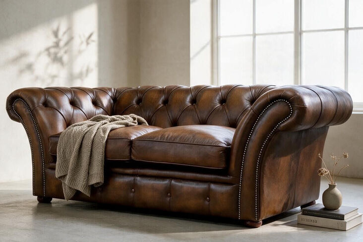 Duchess Chesterfield 2 Seater Sofa Antique Tan Leather