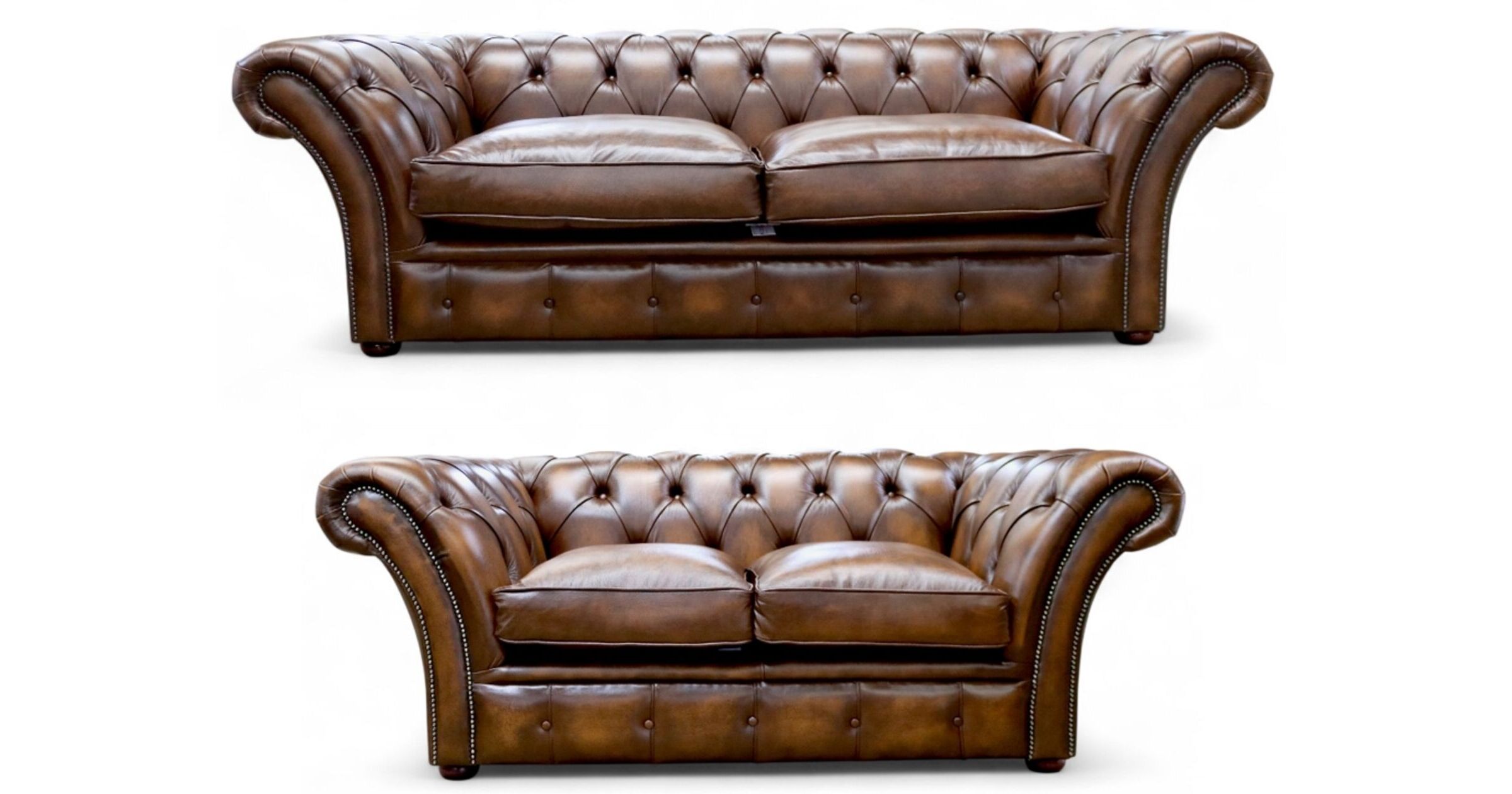 Duchess Chesterfield 3+2 Sofa Suite Antique Tan Leather | DesignerSofas4U