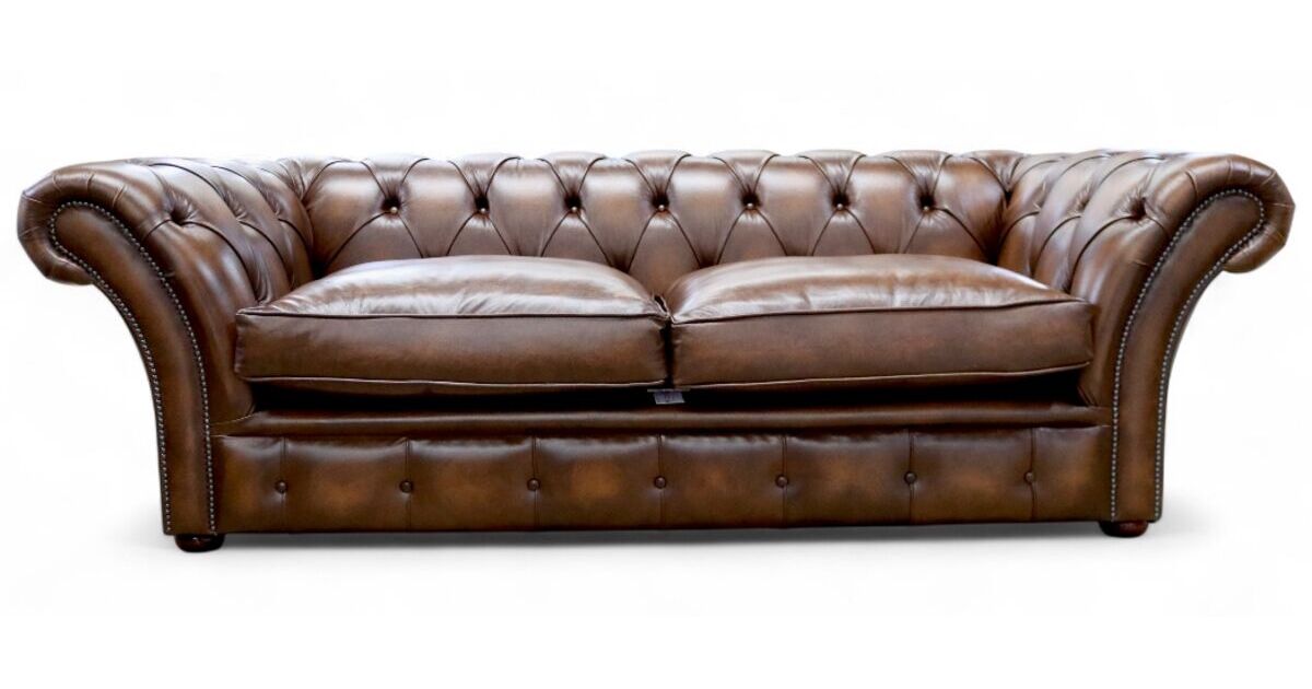 Duchess Chesterfield 3 Seater Sofa Antique Tan Leather | DesignerSofas4U