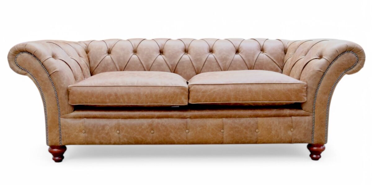 Duchess 3 Seater Chesterfield Sofa - Cracked Wax Tan Leather