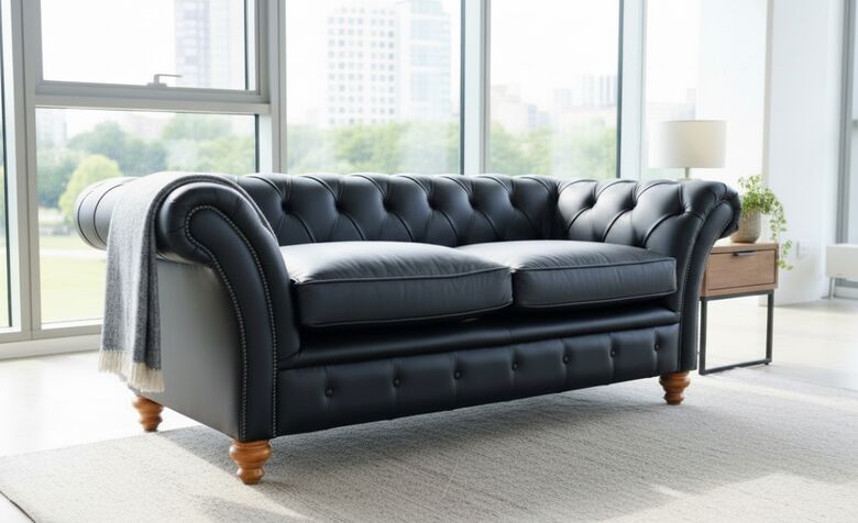 Duchess Chesterfield 3 Seater Sofa Shelly Black Leather