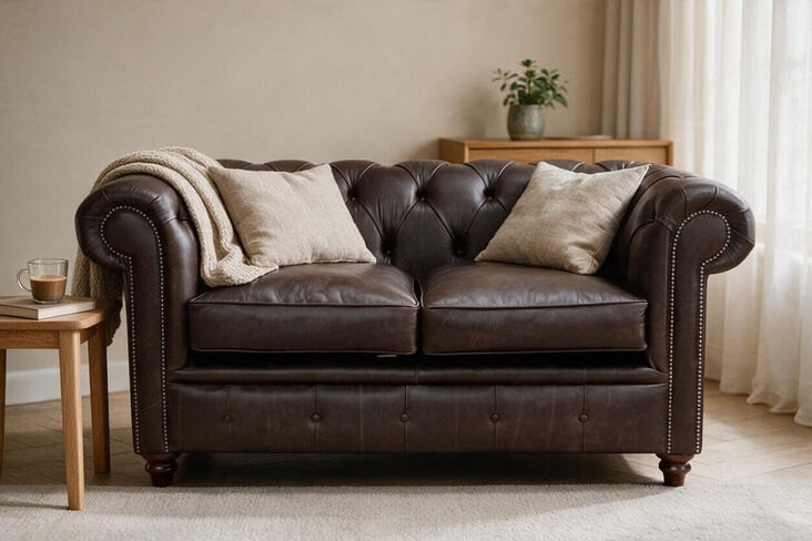 Duke Chesterfield 2 Seater Sofa Settee Vintage Red Bark Leather