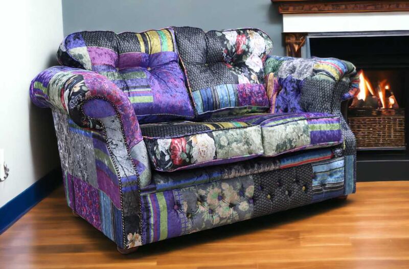Product photograph of Chesterfield Era 2 Seater Sofa Settee London Patchwork Velvet from Designer Sofas 4U