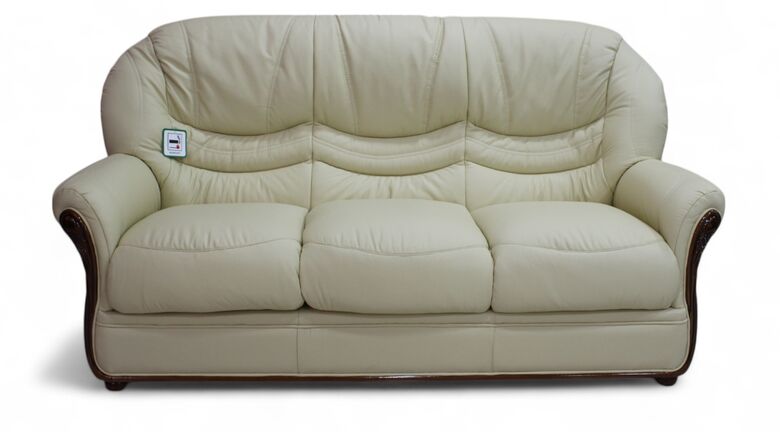 Florence Genuine Italian Leather 3 Seater Sofa Settee Cream