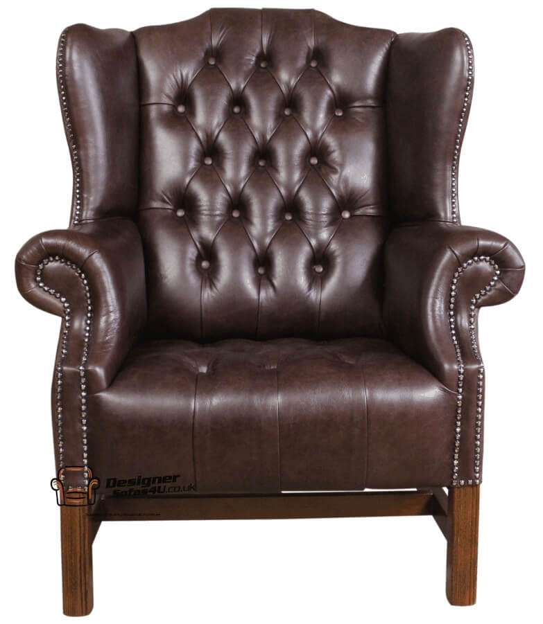 Brown Chesterfield Hamilton High Back, Leather Fireside Chair Chesterfield