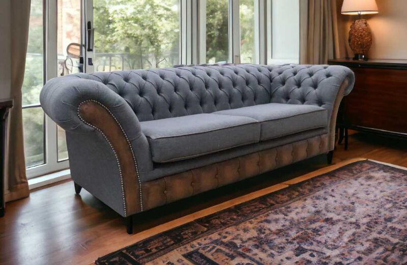 Product photograph of Chesterfield Jepson 3 Seater Sofa Settee Bacio Smoke Antique Amp Hellip from Designer Sofas 4U