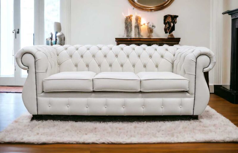 Product photograph of Chesterfield Kimberley 3 Seater Shelly Almond Leather Sofa Offer from Designer Sofas 4U