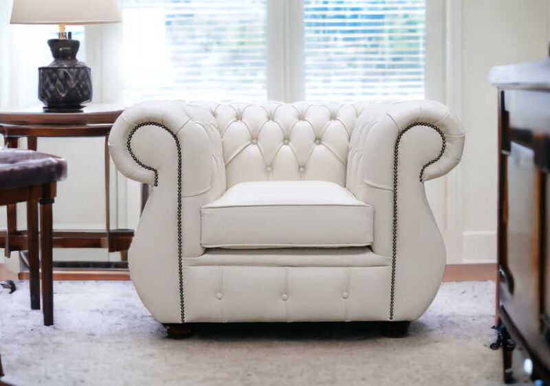 Product photograph of Chesterfield Kimberley Club Chair Shelly Almond Leather from Designer Sofas 4U