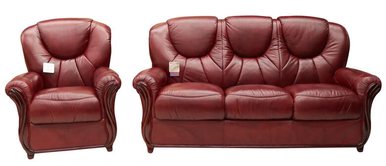Lucca 3+1 Genuine Italian Burgandy Leather Sofa Suite Offer