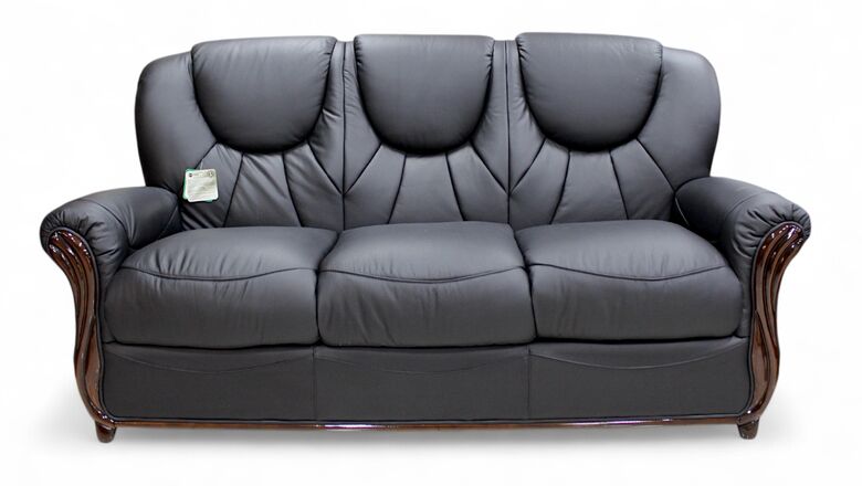 Lucca Genuine Italian Leather 3 Seater Sofa Settee Black