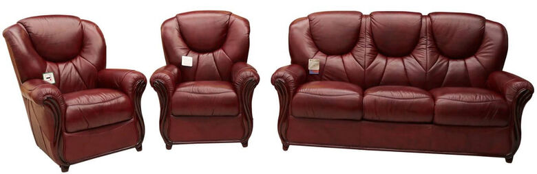 Lucca 3+1+1 Genuine Italian Burgandy Leather Sofa Suite Offer