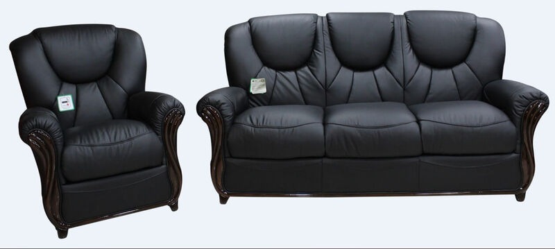 Product photograph of Lucca 3 1 Genuine Italian Black Leather Sofa Suite Offer from Designer Sofas 4U