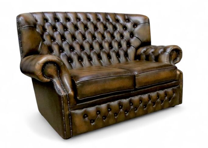 Monks Chesterfield 2 Seater Antique Gold Leather Sofa Offer