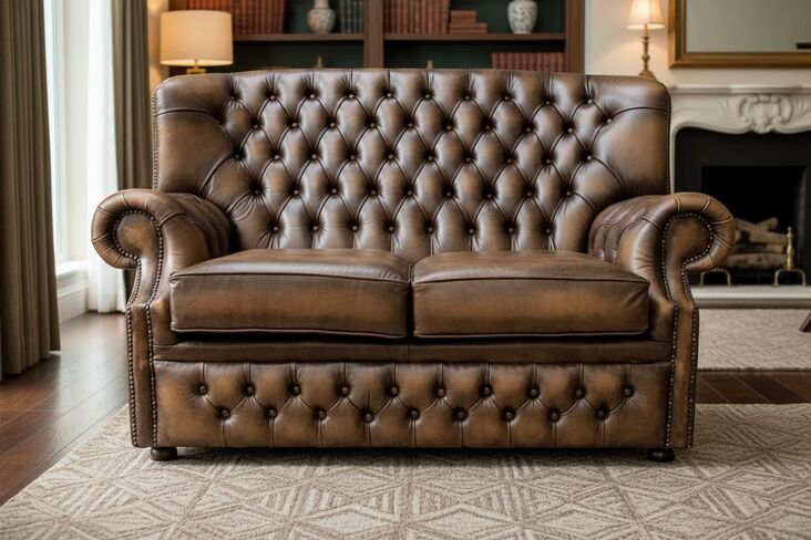 Monks Chesterfield 2 Seater Antique Gold Leather Sofa Offer