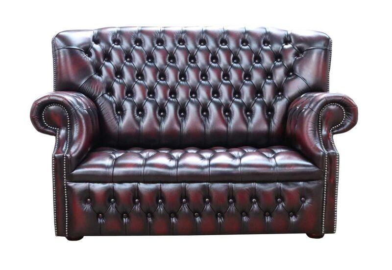 Product photograph of Monks Chesterfield 2 Seater Antique Oxblood Buttoned Seat Amp Hellip from Designer Sofas 4U
