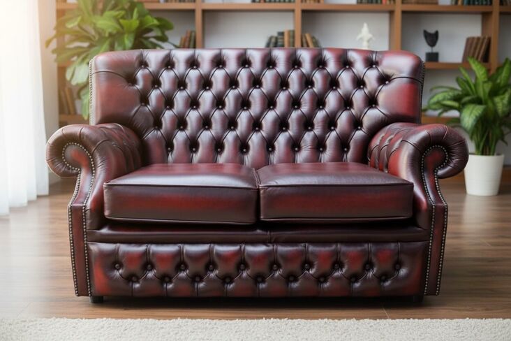 Monks Chesterfield 2 Seater Antique Oxblood Leather Sofa Offer