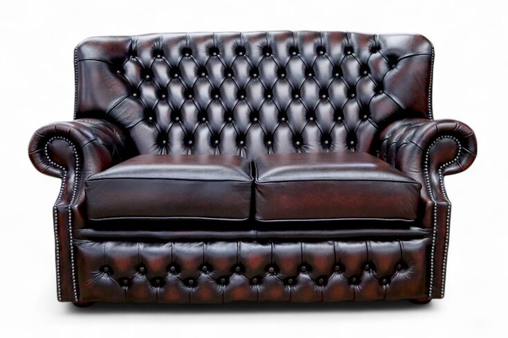 Monks Chesterfield 2 Seater Antique Rust Leather Sofa Offer