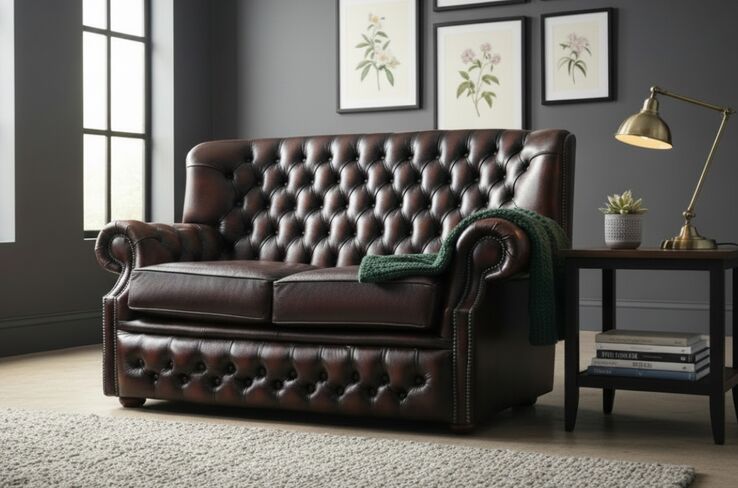 Monks Chesterfield 2 Seater Antique Rust Leather Sofa Offer