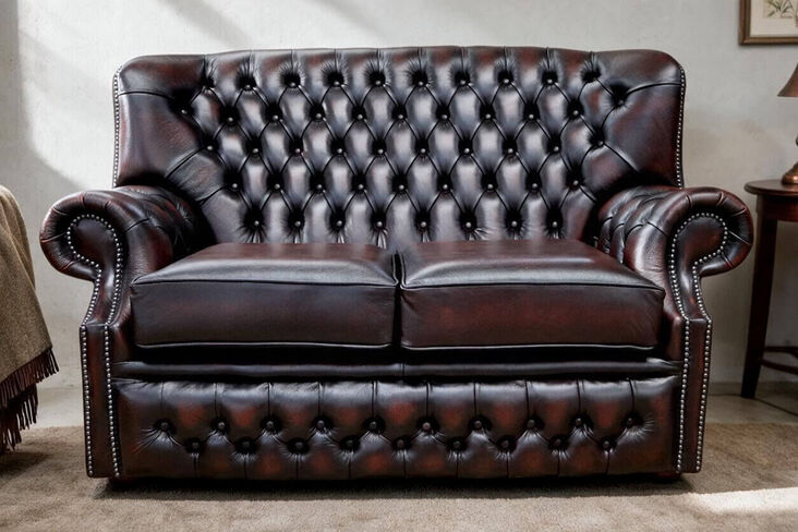 Monks Chesterfield 2 Seater Antique Rust Leather Sofa Offer