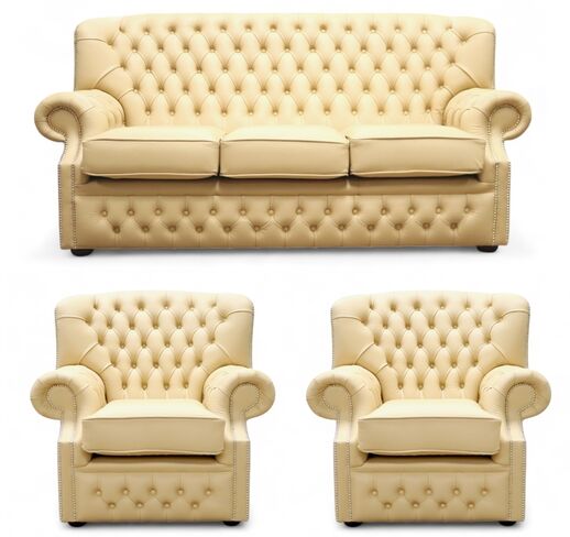 Monks Chesterfield 3+1+1 Sofa Suite Shelly Angel Leather Offer