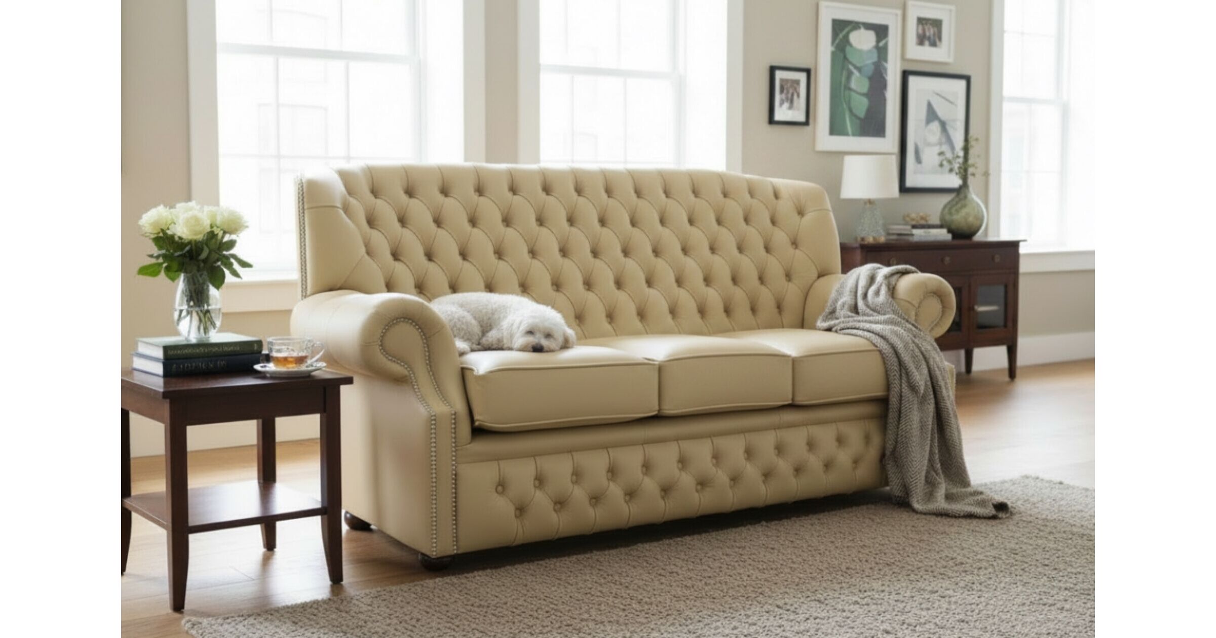 Monks Chesterfield 3 Seater Sofa Offer - Vintage Style in Angel Leather