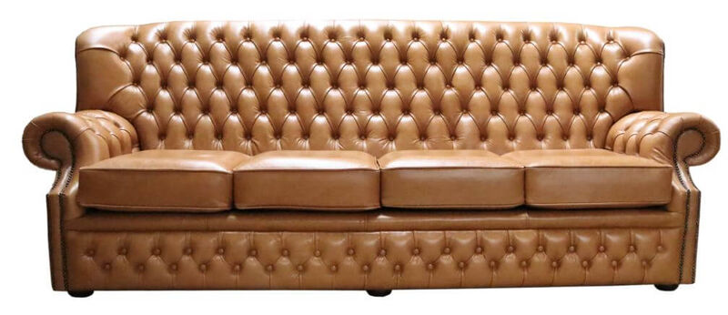 Product photograph of Monks Chesterfield 4 Seater Old English Saddle Leather Sofa Offer from Designer Sofas 4U