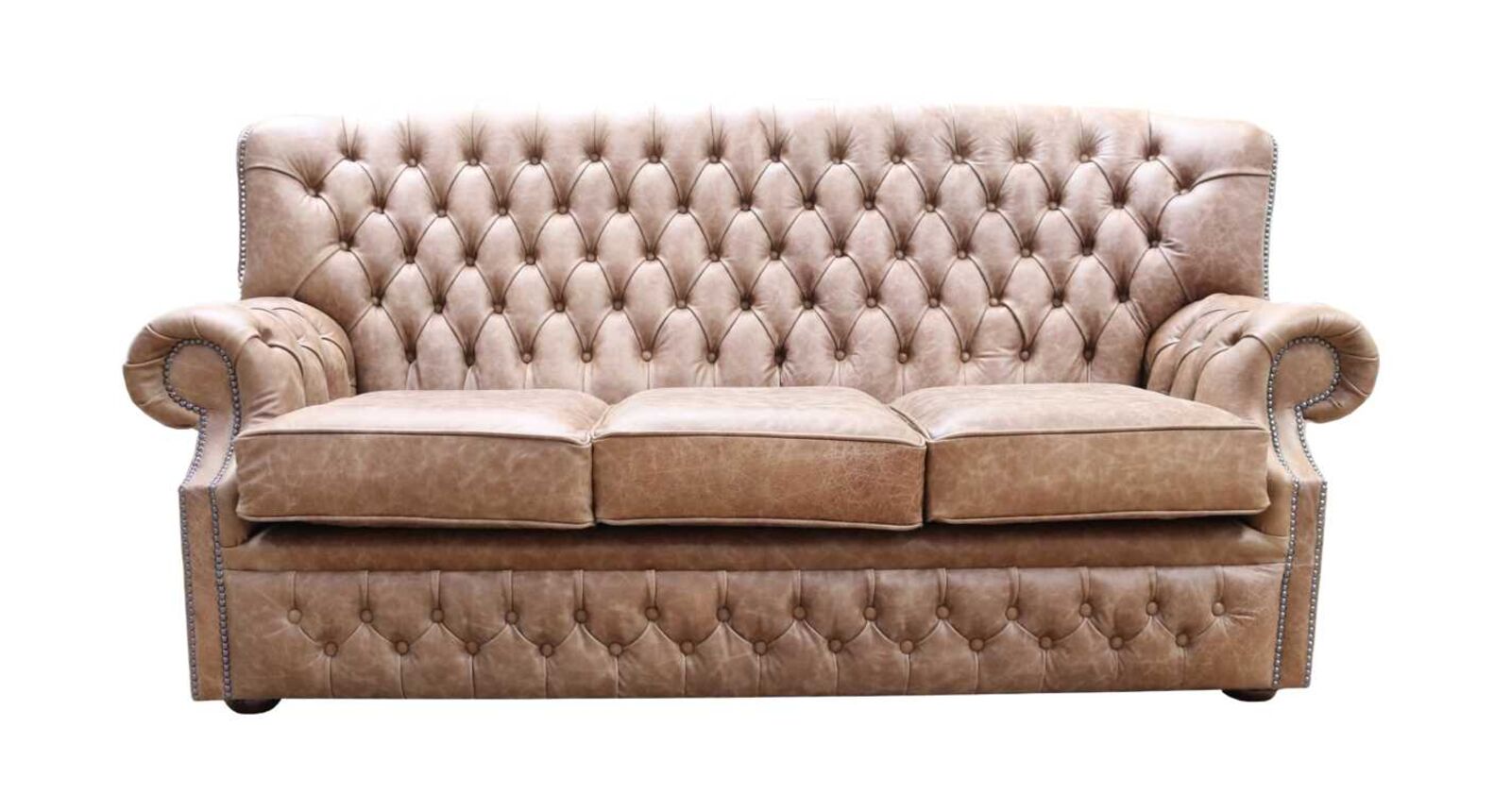 Product photograph of Monks Chesterfield 3 Seater Cracked Wax Tan Leather Sofa Offer from Designer Sofas 4U