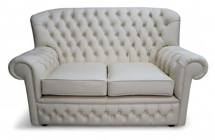 Monks Thomas Chesterfield 2 Seater Cottonseed Cream Leather Sofa Offer