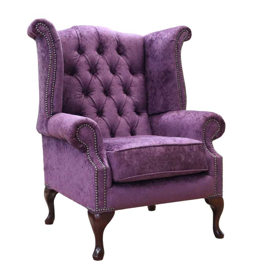Chesterfield Queen Anne Chair Purple DesignerSofas4U