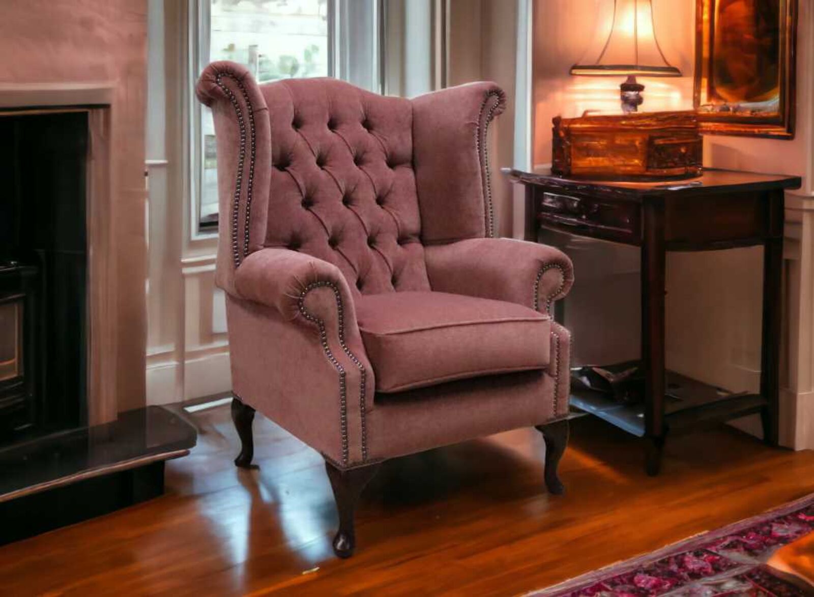 Product photograph of Chesterfield Queen Anne High Wing Back Armchair Pimlico Terracotta Amp Hellip from Designer Sofas 4U