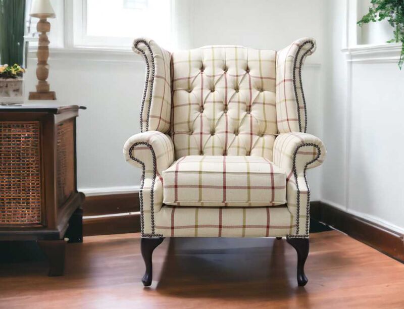 Product photograph of Chesterfield Queen Anne Wing Chair High Back Armchair Amp Hellip from Designer Sofas 4U