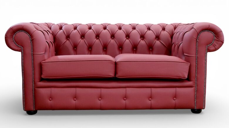 Red Chesterfield Leather Sofa – Classic Tufted 2 Seater Maximo Chilli