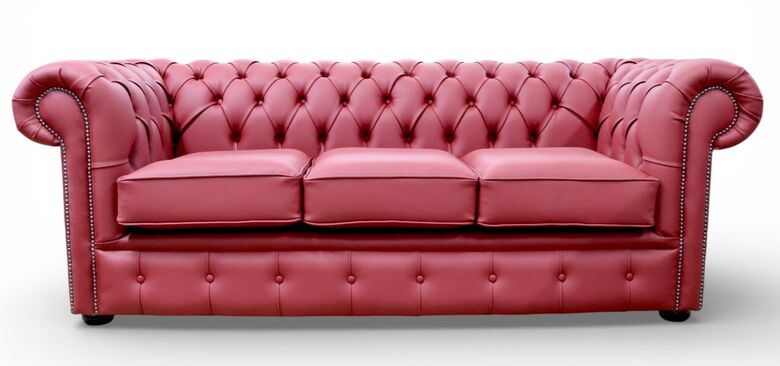 Red Chesterfield Leather Sofa – Classic Tufted 3 Seater Maximo Chilli