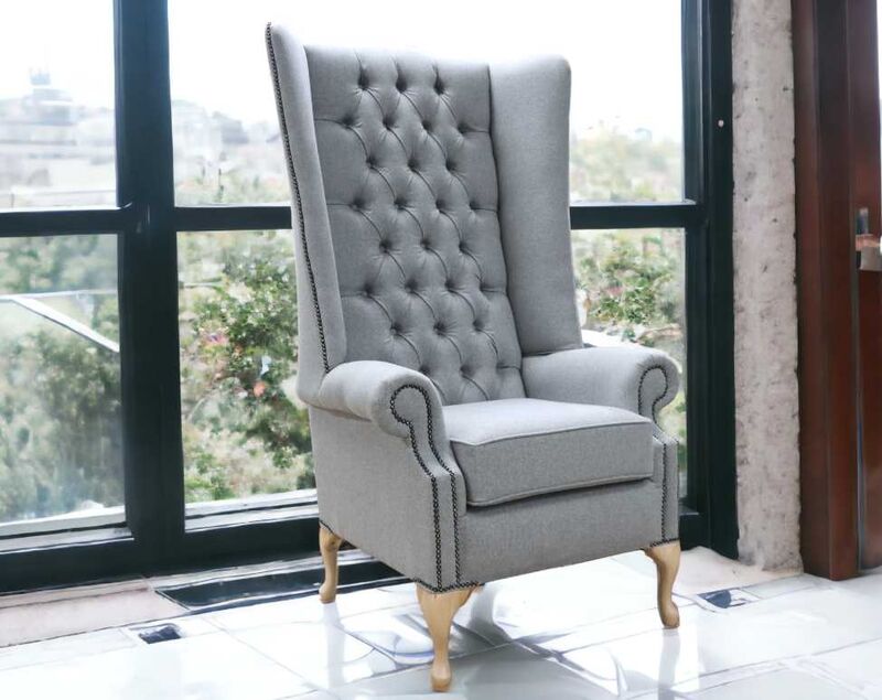 Product photograph of Chesterfield Soho 5ft High Back Wing Chair Conway Grey from Designer Sofas 4U