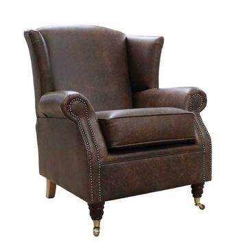 Southwold Chesterfield Wing Chair Fireside High Back Cracked Wax Tobacco Armchair