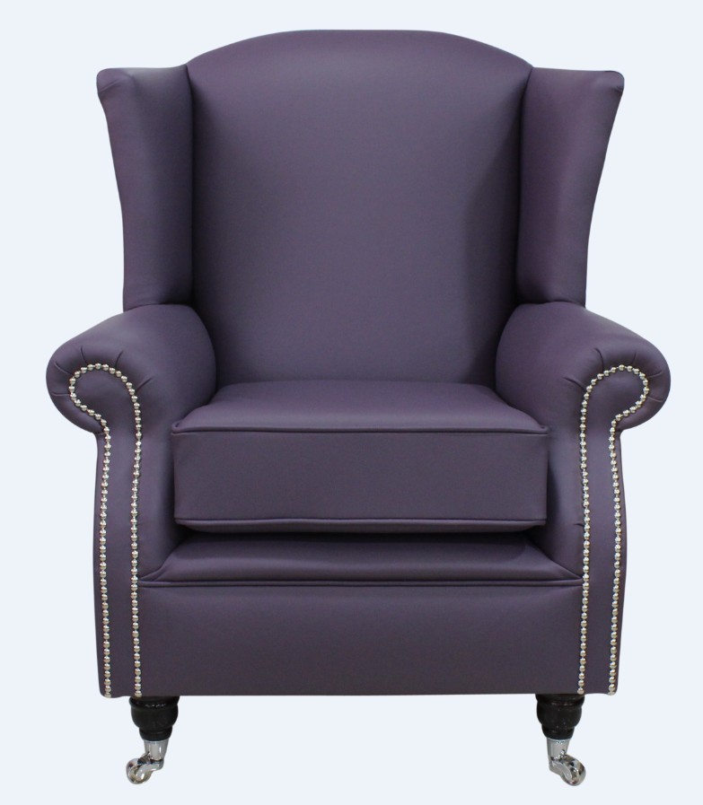 Southwold Wing Chair Fireside High Back, Purple Leather Chair
