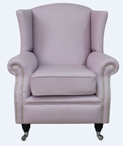 Southwold Wing Chair Fireside High Back Leather Armchair Blossom Pink Leather