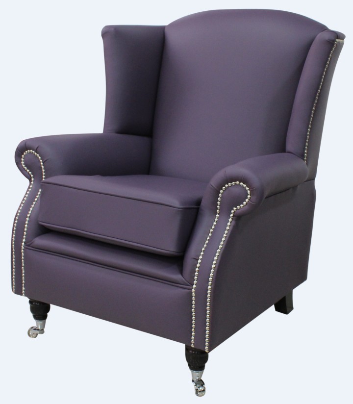 Purple Leather Armchair Off 62, Leather Fireside Chair