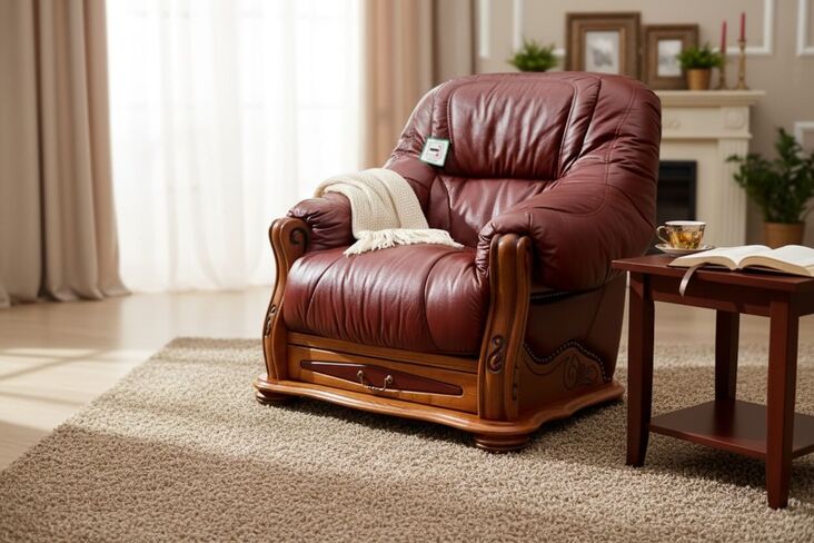SPECIAL OFFER Belgium Storage Drawer Genuine Italian Burgandy Real Leather Armchair
