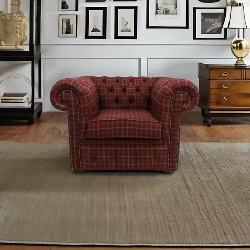 Tartan Wool Chesterfield Club Chair | DesignerSofas4U