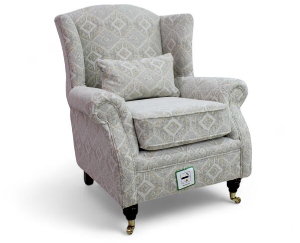 Wing Chair Fireside High Back Armchair Capella Oatmeal Fabric
