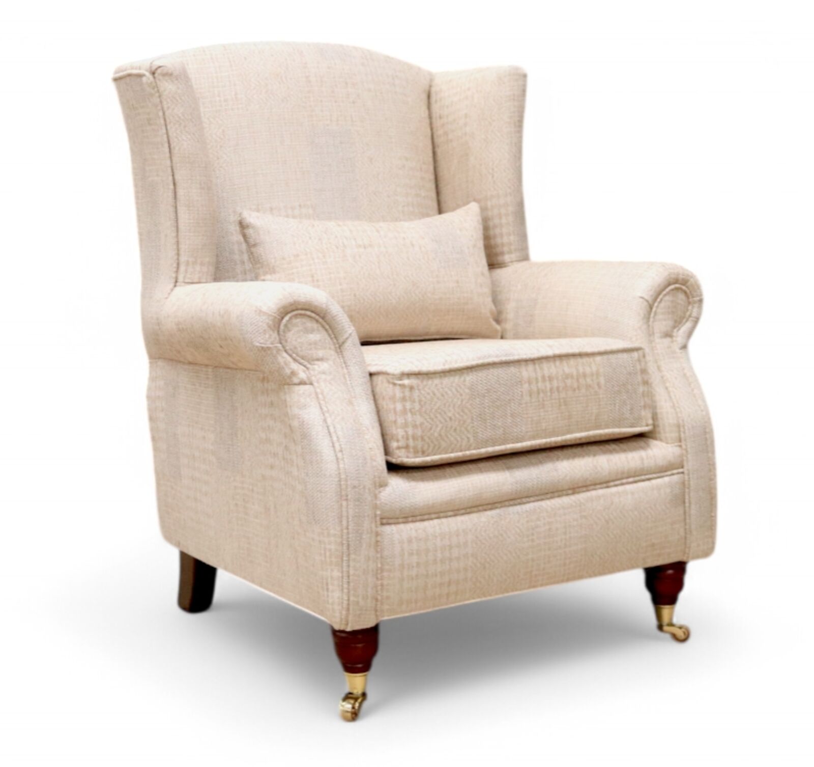 Wing Chair Fireside High Back Armchair Symphony Barley Fabric
