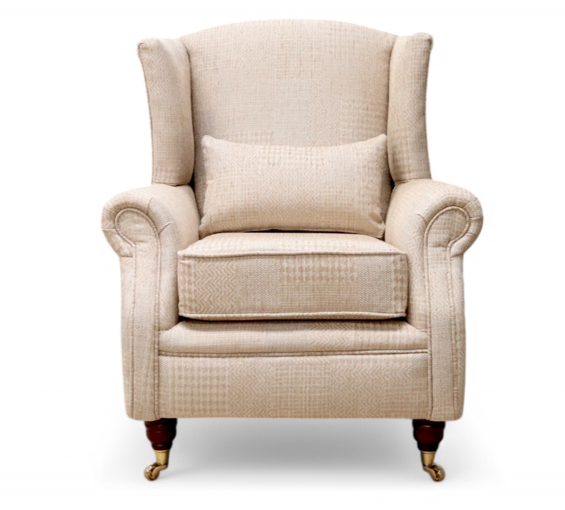 Wing Chair Fireside High Back Armchair in Symphony Barley Fabric