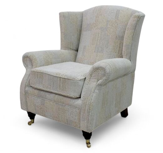 Wing Chair Fireside High Back Armchair Symphony Biscuit Fabric